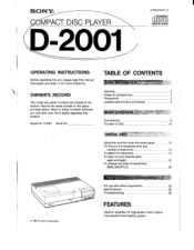 Sony D-2001 Users Guide