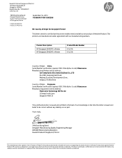 HP DesignJet Z5400 Certificate of Origin