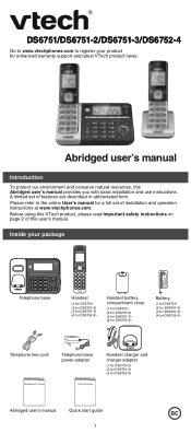 Vtech DS6752-4 Abridged Users Manual
