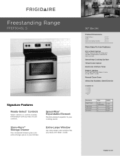 Frigidaire FFEF3043LS Product Specifications Sheet (English)