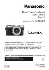 Panasonic LUMIX GX850 BasicOperating Manual