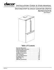 Dacor DTF36FCS Installation Instructions/Use and Care Manual