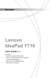 Lenovo Y710 Laptop Y710 User Guide 