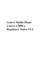 Lenovo A7000 Lenovo A7000-a Web Regulatory Notice