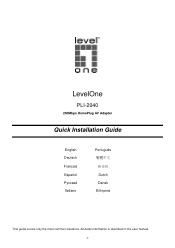 LevelOne PLI-2040 Quick Install Guide