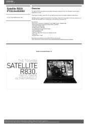 Toshiba Satellite R830 Detailed Specs for Satellite R830 PT32JA-002002 AU/NZ; English