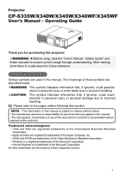 Hitachi CPX345W User Manual