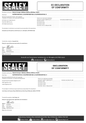 Sealey SUPERSTART500 Declaration of Conformity