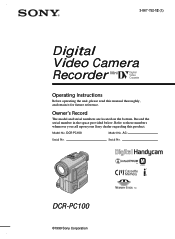 Sony DCR-PC100 Operating Instructions