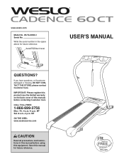 Weslo Cadence 6.0 Treadmill English Manual