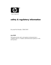 HP Workstation xw3100 safety & regulatory information