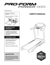 ProForm Power 995 I Treadmill English Manual
