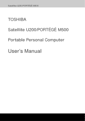 Toshiba Satellite U200 PLUA0C Users Manual Canada; English