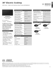Bosch NET8669SUC Product Spec Sheet