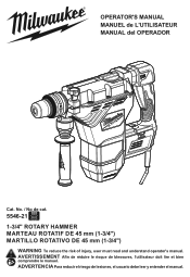 Milwaukee Tool 1-3/4inch SDS MAX Rotary Hammer Operators Manual