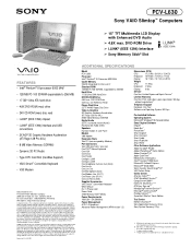 Sony PCV-L630 Marketing Specifications