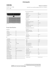 Frigidaire FHWW083WBE Product Specifications Sheet