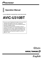 Pioneer AVIC U310BT Owner's Manual