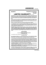 Sony STR-ZA3000ES Limited Warranty (U.S. Only)
