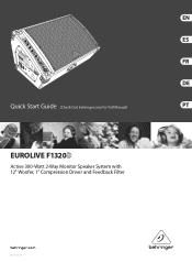 Behringer EUROLIVE F1320D Quick Start Guide