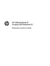 HP CQ45-d00 HP 1000 Notebook PC and Compaq CQ45 Notebook PC - Maintenance and Service Guide