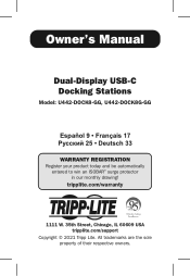 Tripp Lite U442DOCK8GG Owners Manual for Dual-Display USB-C Docking Stations Model: U442-DOCK8-GG U442-DOCK8G-GG Multiple Languages