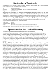 Epson 965H Warranty Statement
