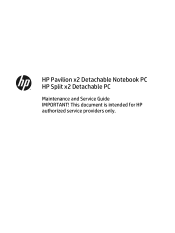 HP Pavilion x2 - 13-r100dx HP Pavilion x2 Detachable Notebook PC HP Split x2 Detachable PC - Maintenance and Service Guide