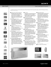 Sony DSC-T20/P Marketing Specifications (Pink Model)