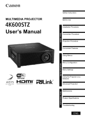 Canon REALiS 4K600STZ User Manual