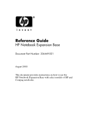 HP Pavilion zv5000 Expansion Base Reference Guide