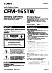 Sony CFM-165TW Users Guide