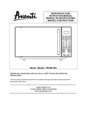 Avanti MT08K1BU Instruction Manual
