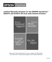Epson SureColor S50670 High Production Edition Warranty Statement