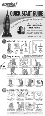 Eureka WhirlWind Plus 3279AZ Quick Start Guide