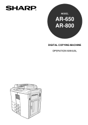 Sharp AR-650 AR-650 | AR-800 Operation Manual