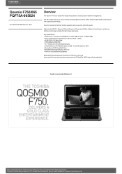 Toshiba Qosmio F750 PQF75A-065024 Detailed Specs for Qosmio F750 PQF75A-065024 AU/NZ; English