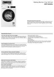 Zanussi ZWF143A2DG Specification Sheet