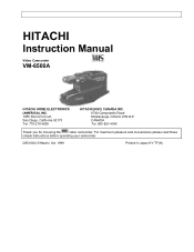 Hitachi VM-6500A Owners Guide