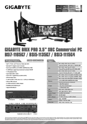 Gigabyte GB-BSi3-1115G4 BRIX PRO Intel 11th Gen Data sheet