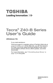 Toshiba Tecra Z40T-B1420W10 Tecra Z40-B Series Windows 10 Users Guide