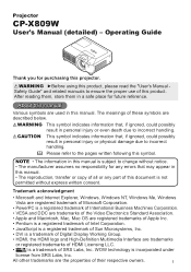 Hitachi CPX809 User Manual