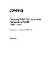 HP iPAQ Microportable Projector MP4800 Compaq IPAQ Microportable Projector MP4800 - Users Manual