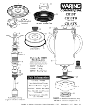 Waring CB15T Parts List and Exploded Diagram