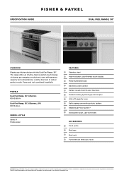Fisher and Paykel RDV3-366-L Specification Guide Dual Fuel Range