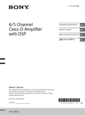 Sony XM-GS6DSP Operating Instructions