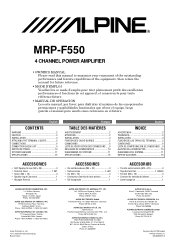 Alpine MRP-F550 User Manual