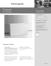 Frigidaire FFFC16M5QW Product Specifications Sheet