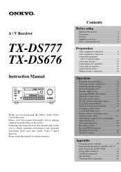 Onkyo TX-DS676 Owner Manual
