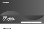 Yamaha RX-A810 RX-A810 Manual USA Model